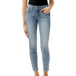 Silver Jeans Co Suki Mid Rise Curvy Fit 2-Button Skinny Leg Indigo Jeans W28 L29